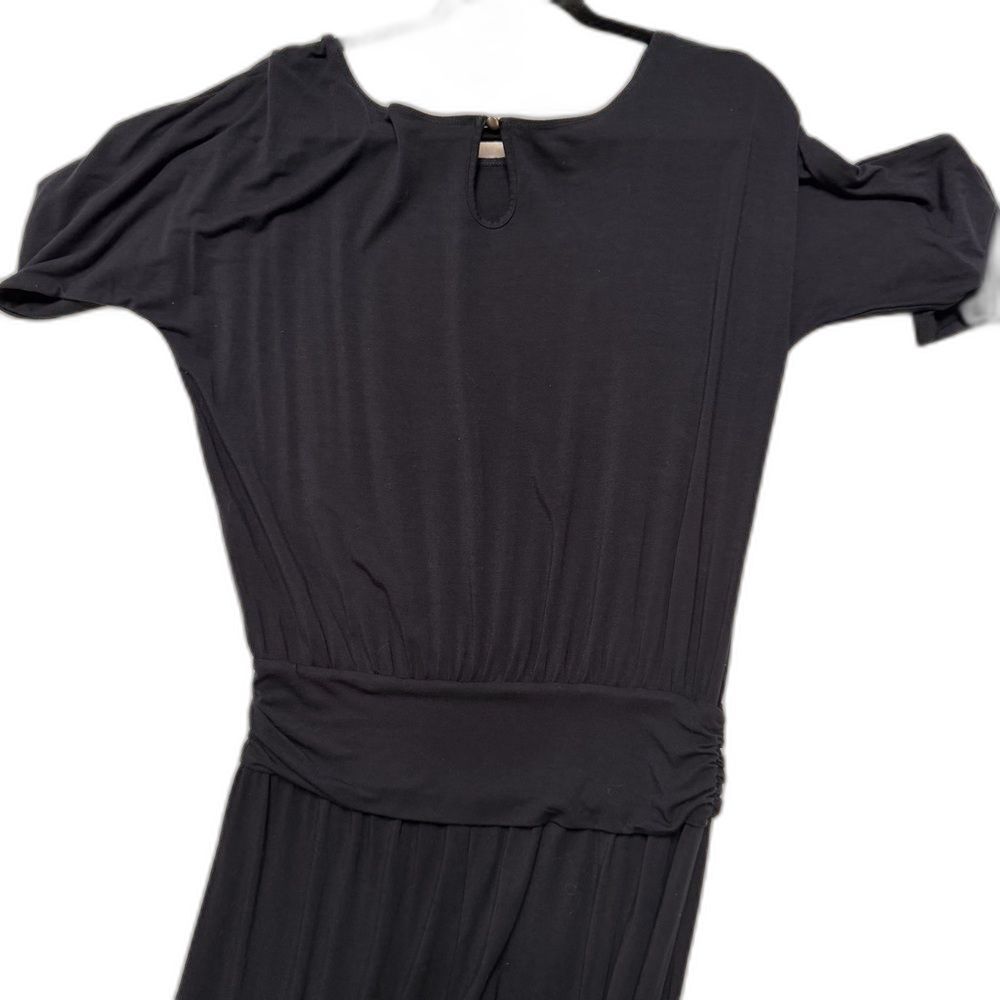 Soft Surroundings Black Modal Jumpsuit M Ruched Waist Wide Leg Keyhole Back - Picture 7 of 10